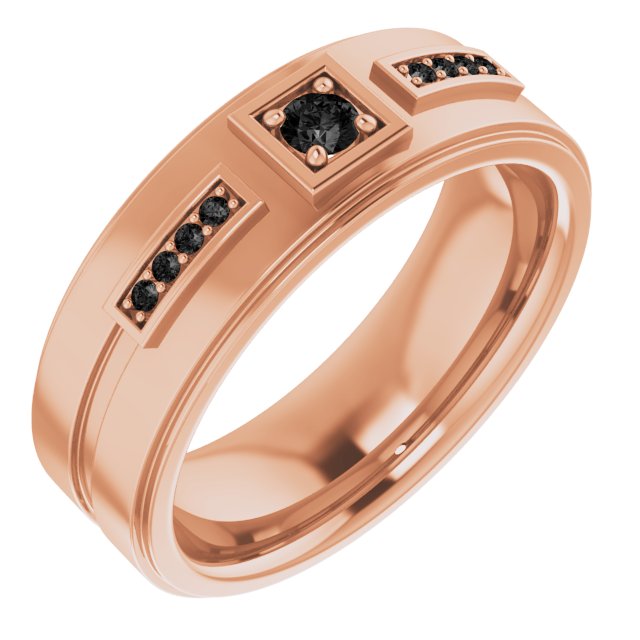 14K Rose Gold 1/5 CTW Natural Black Diamond Band