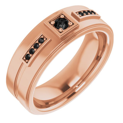 14K Rose Gold 1/5 CTW Natural Black Diamond Band