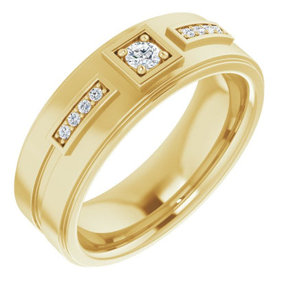 1/6 CTW Natural Diamond Mens Band, 7.39 mm