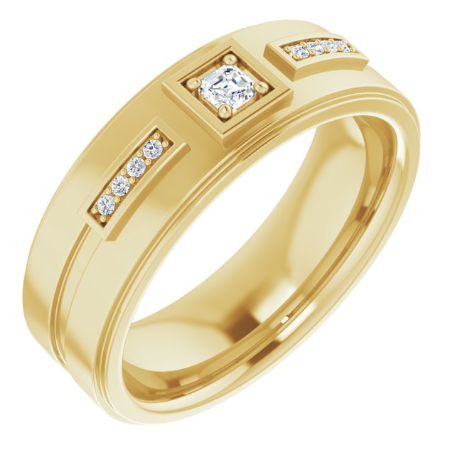 1/6 CTW Natural Diamond Mens Band, 7.39 mm