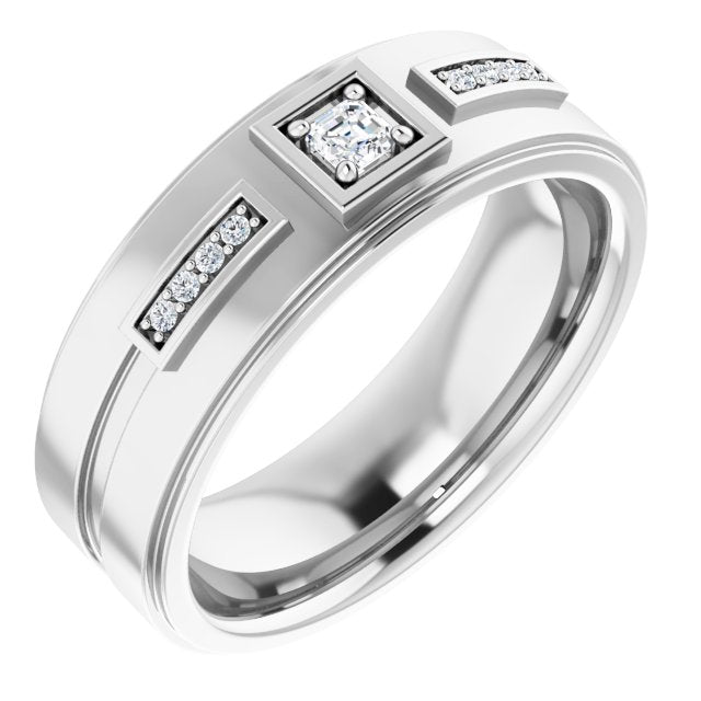 1/6 CTW Natural Diamond Mens Band, 7.39 mm