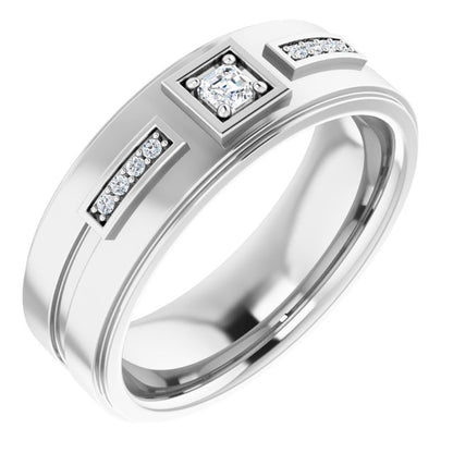 1/6 CTW Natural Diamond Mens Band, 7.39 mm