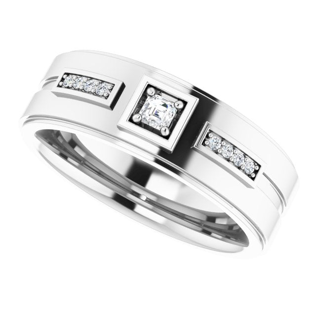 1/6 CTW Natural Diamond Mens Band, 7.39 mm