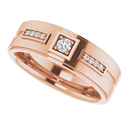 1/6 CTW Natural Diamond Mens Band, 7.39 mm