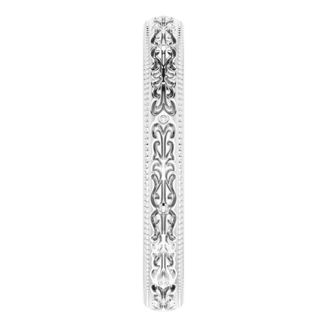 14K White Gold Patterned Band