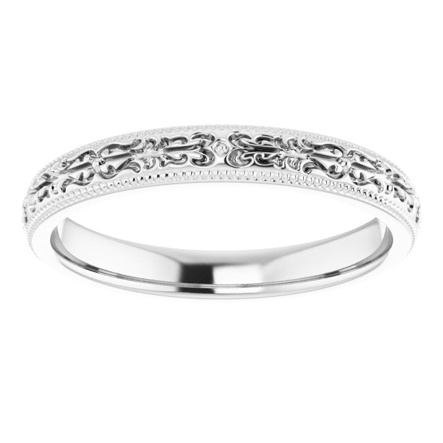 14K White Gold Patterned Band