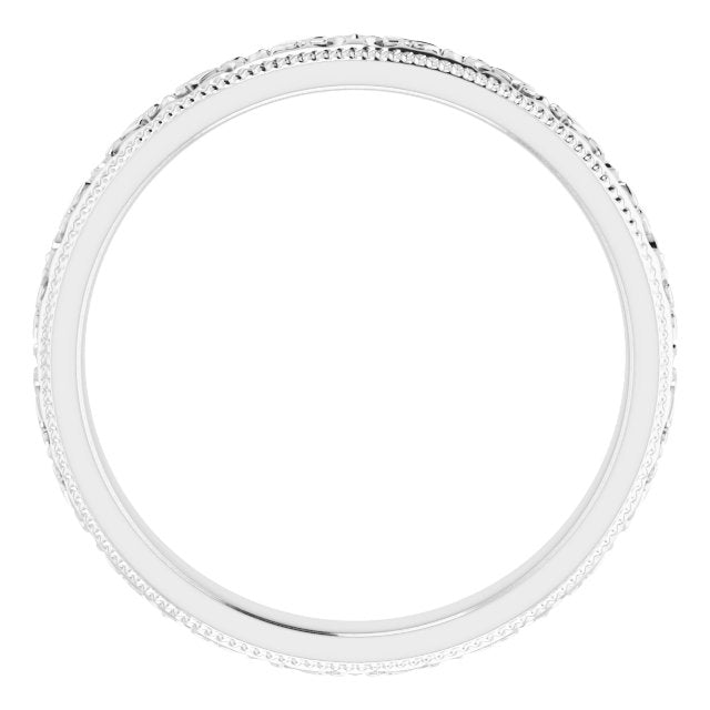 14K White Gold Patterned Band