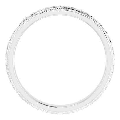 14K White Gold Patterned Band