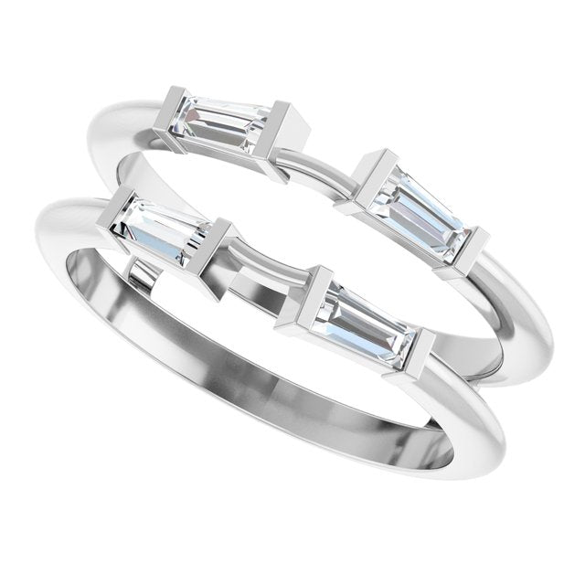 14K White Gold 3/8 CTW Natural Diamond Ring Guard
