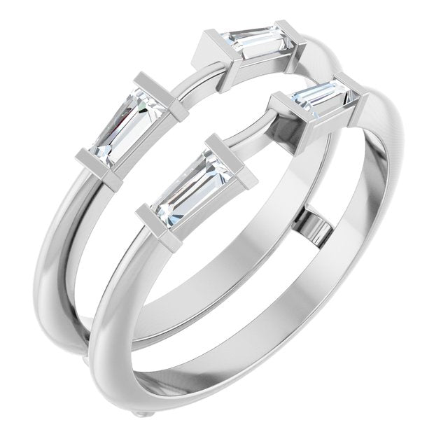 14K White Gold 3/8 CTW Natural Diamond Ring Guard