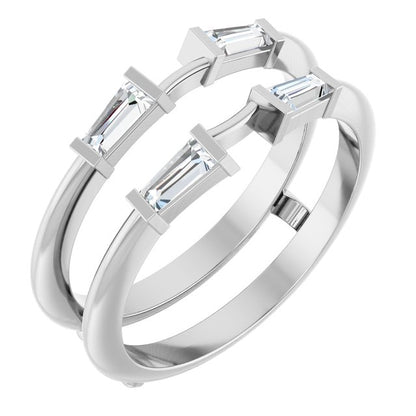 14K White Gold 3/8 CTW Natural Diamond Ring Guard