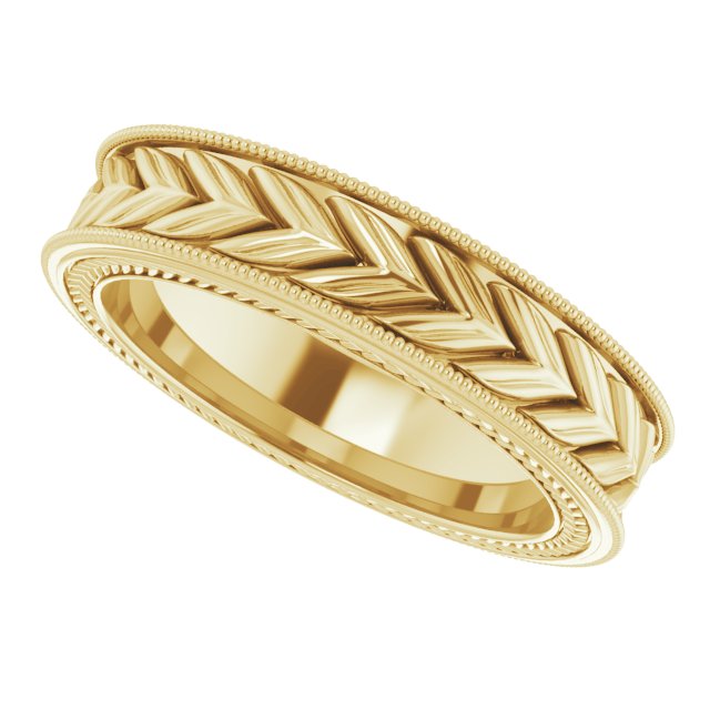 Milgrain Edge Wheat Pattern Flat Band, 3 mm