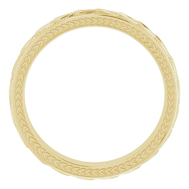 Milgrain Edge Wheat Pattern Flat Band, 3 mm