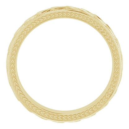 Milgrain Edge Wheat Pattern Flat Band, 3 mm
