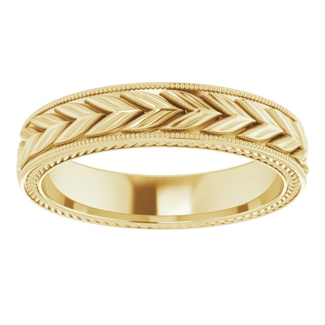 Milgrain Edge Wheat Pattern Flat Band, 3 mm