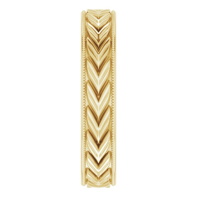 Milgrain Edge Wheat Pattern Flat Band, 3 mm