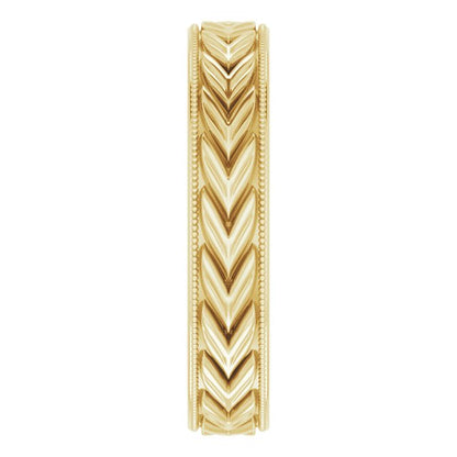 Milgrain Edge Wheat Pattern Flat Band, 3 mm