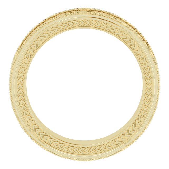 Milgrain Edge Wheat Pattern Flat Band, 3 mm