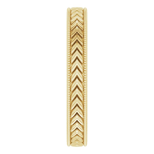 Milgrain Edge Wheat Pattern Flat Band, 3 mm