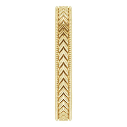 Milgrain Edge Wheat Pattern Flat Band, 3 mm