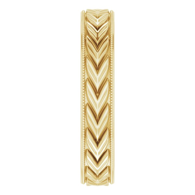 Milgrain Edge Wheat Pattern Flat Band, 3 mm