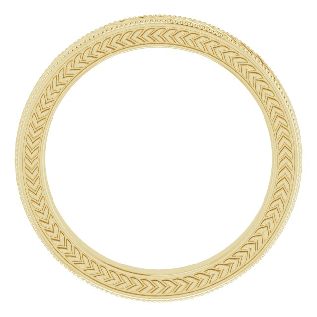 Milgrain Edge Wheat Pattern Flat Band, 3 mm