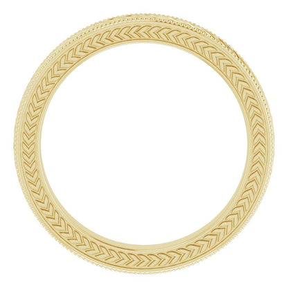 Milgrain Edge Wheat Pattern Flat Band, 3 mm