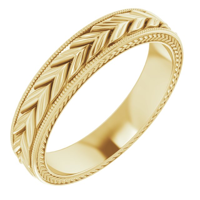 Milgrain Edge Wheat Pattern Flat Band, 3 mm