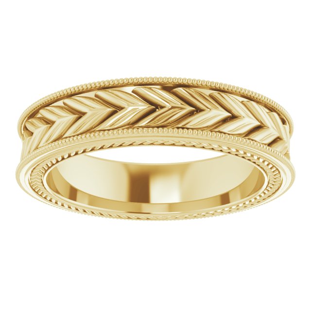 Milgrain Edge Wheat Pattern Flat Band, 3 mm