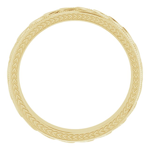 Milgrain Edge Wheat Pattern Flat Band, 3 mm