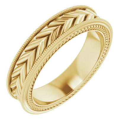 Milgrain Edge Wheat Pattern Flat Band, 3 mm