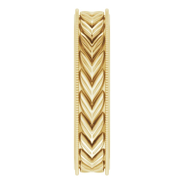 Milgrain Edge Wheat Pattern Flat Band, 3 mm