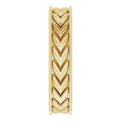 Milgrain Edge Wheat Pattern Flat Band, 3 mm