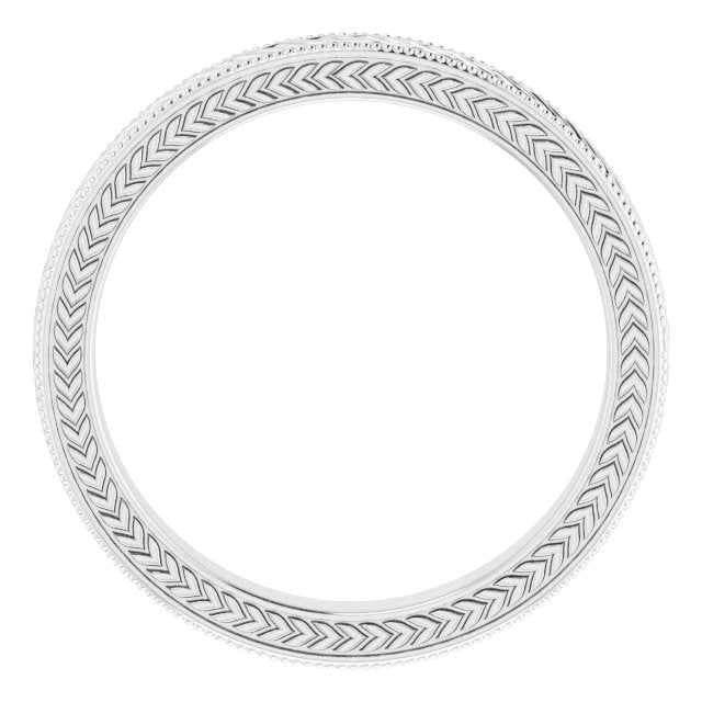 Milgrain Edge Wheat Pattern Flat Band, 3 mm
