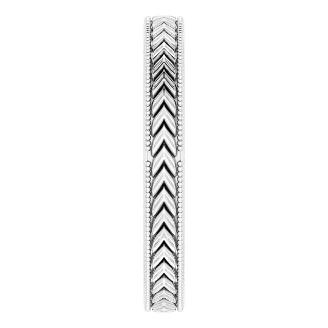 Milgrain Edge Wheat Pattern Flat Band, 3 mm