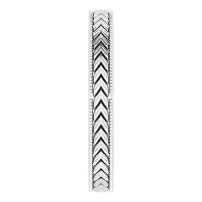 Milgrain Edge Wheat Pattern Flat Band, 3 mm