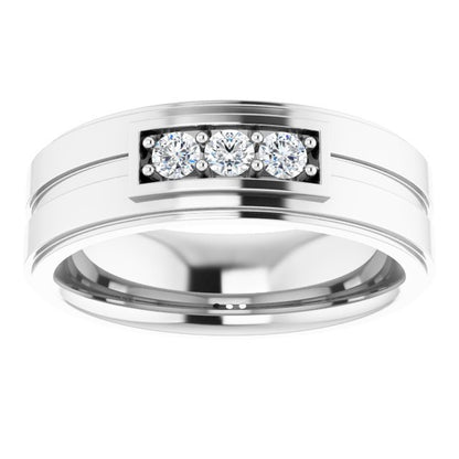 1/4 CTW Natural Diamond Three-Stone Band
