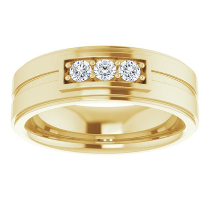 1/4 CTW Natural Diamond Three-Stone Band