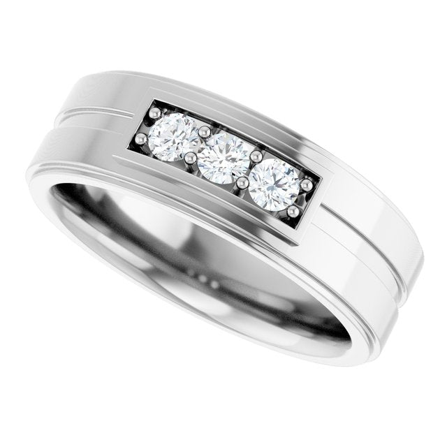 1/3 CTW Natural Diamond Three-Stone Band