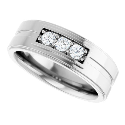 1/3 CTW Natural Diamond Three-Stone Band