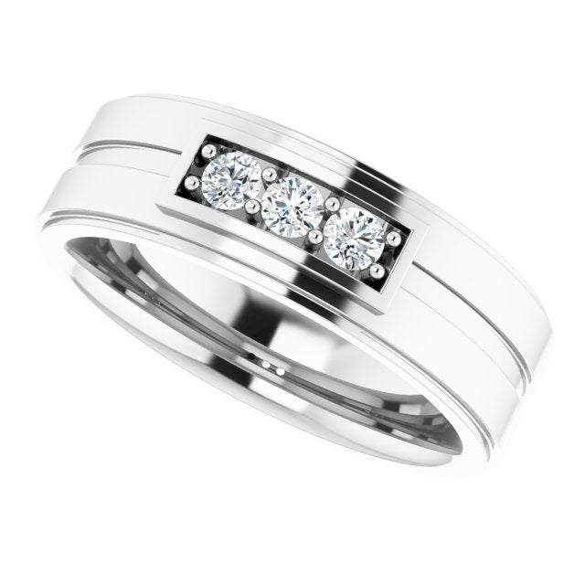 1/4 CTW Natural Diamond Three-Stone Band