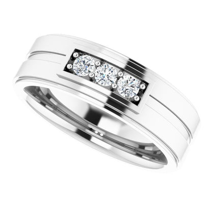 1/4 CTW Natural Diamond Three-Stone Band