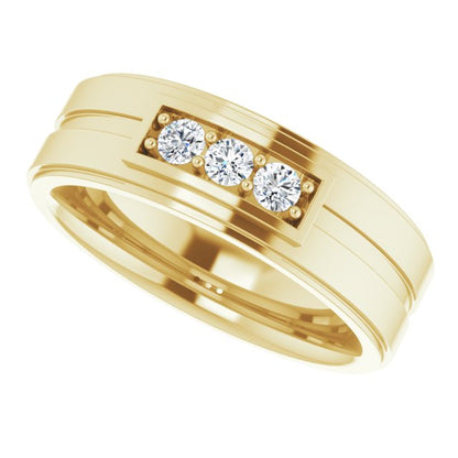 1/4 CTW Natural Diamond Three-Stone Band