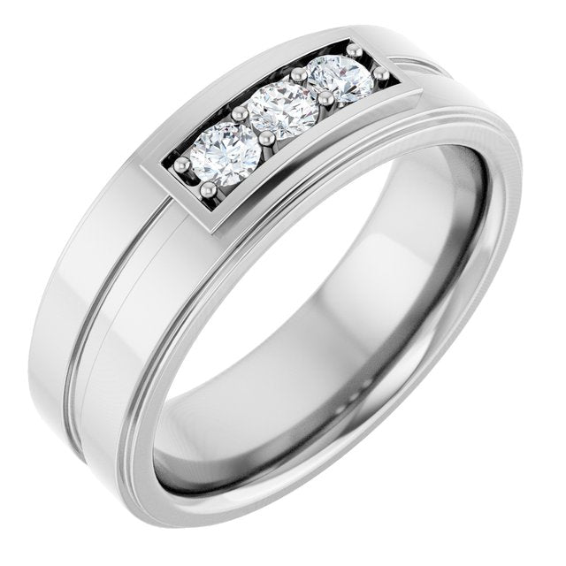 1/3 CTW Natural Diamond Three-Stone Band