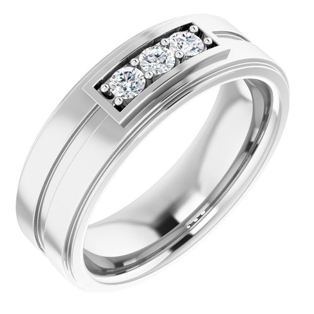 1/4 CTW Natural Diamond Three-Stone Band