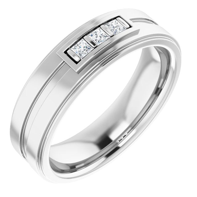 Square 1/6 CTW Natural Diamond Three-Stone Band