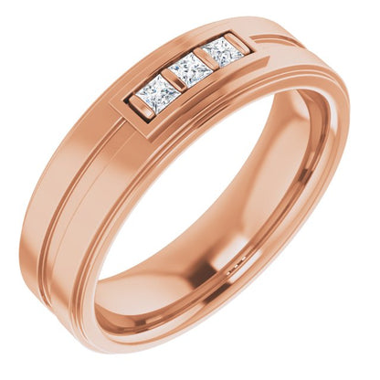 Square 1/6 CTW Natural Diamond Three-Stone Band
