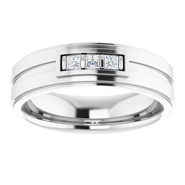 Square 1/6 CTW Natural Diamond Three-Stone Band