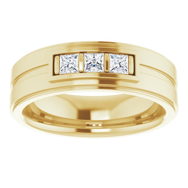 Square 1/4 CTW Natural Diamond Three-Stone Band