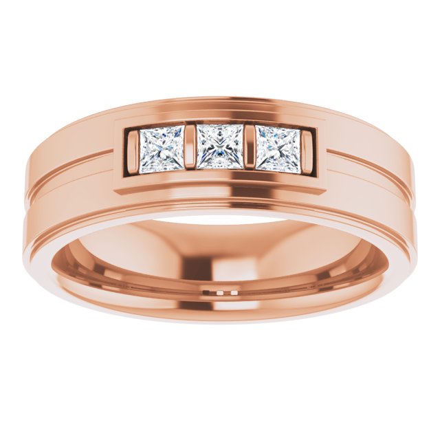 Square 1/4 CTW Natural Diamond Three-Stone Band